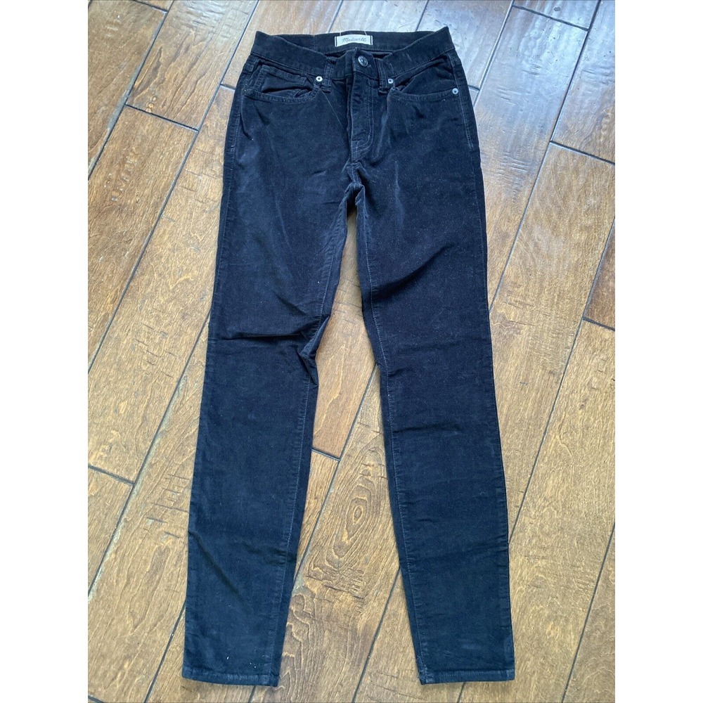 Madewell Black Velvet 9" High Rise Skinny Skinny Jeans Womens 24X28